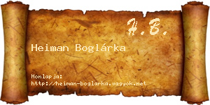 Heiman Boglárka névjegykártya